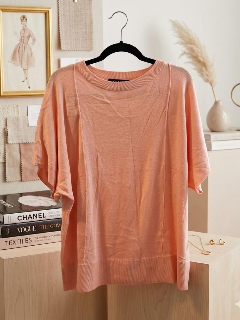 NWOT H by Halston Lightweight Knit Top - Peach/Salmon, Size Small